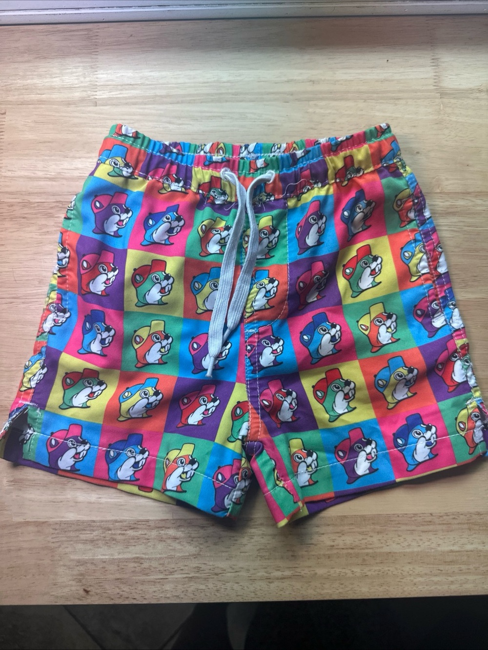 BUC-EE’S boys 3 T Multicolor Cartoon Block Print Swim Shorts Elastic Waist